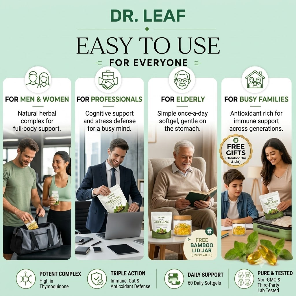 Dr. Leaf Oil of Oregano & Black Seed Oil Softgels | Daily Gut & Immune Support