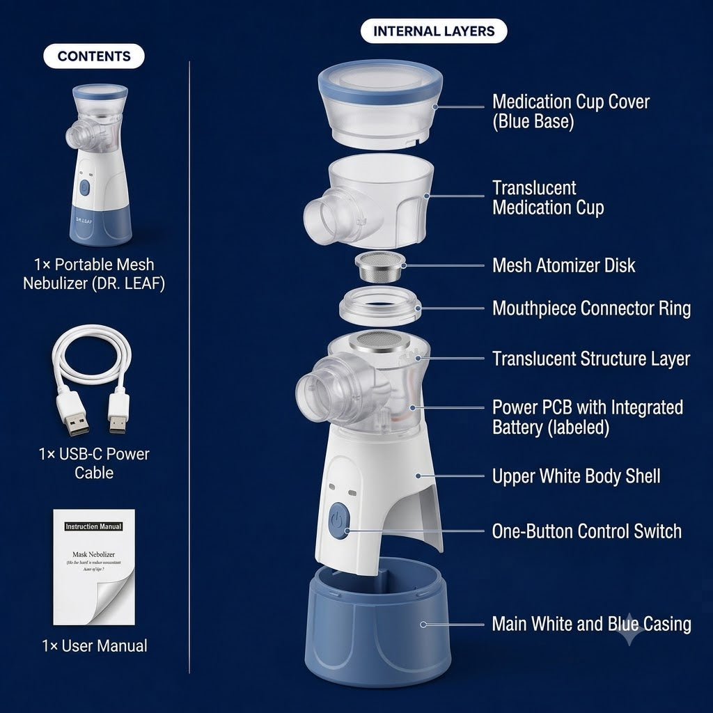 Dr. Leaf 2-in-1 Portable Mesh Nebulizer & Facial Steamer